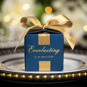 Boîte cadeau en papier pour mariage avec ruban, boîte en papier, romantique, couleur personnalisée, pour bonbons au client - Product Image 5