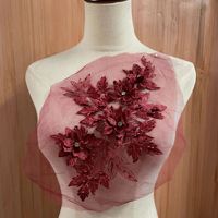 Nouvelle applique en tissu polyester à fleurs 3D en dentelle, accessoires de vêtement, décorations en diamant, patchs décoratifs DIY