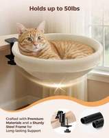 Lit pour chat surélevé rond, type grotte ou perchoir de bureau, en fibre de polaire corail couleur unie, avec housse douce amovible et lavable, en carton pour chats
