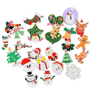 Ensemble de broches de Noël, épingles de revers, bijoux émaillés personnalisés (arbre de Noël, bonhomme de neige, flocon de neige, Père Noël, cloche) pour décoration et cadeau - Product Image 1