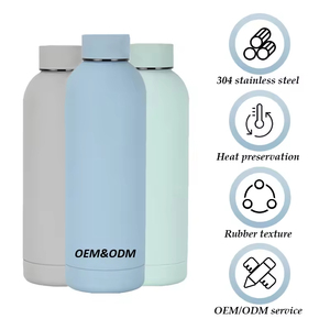 Custom Logo Double Wall Vacuum Insulated Bottles Soft Rubber Coated <b>Small</b> Mouth Stainless Steel Sports Drink Water Bottle 6-12 - Product Image 2
