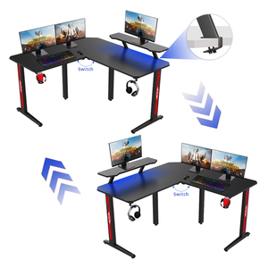 Mesa de esquina de escritorio de oficina moderna, muebles comerciales, diseño ajustable para el hogar, ordenador ejecutivo de oficina en forma de L de altura negra de China - Product Image 6