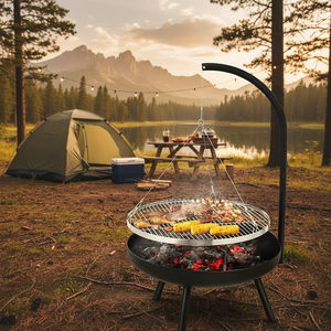 2 1 Charcoal Tripod Hanging <strong>BBQ</strong> Grill Adjustable Heavy Duty Eco-Friendly Wood Burning Outdoor Campfire Cooking Stand <strong>Fire</strong> <strong>Pit</strong> - Product Image 2
