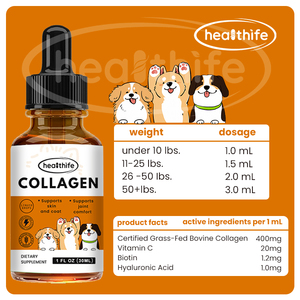 <span class=keywords><strong>Gotas</strong></span> Líquidas <span class=keywords><strong>de</strong></span> Colágeno para Mascotas, Suplemento para la Piel y el Pelaje <span class=keywords><strong>de</strong></span> Perros y Gatos con Alergias, Biotina, Vitamina C y <span class=keywords><strong>Ácido</strong></span> <span class=keywords><strong>Hialurónico</strong></span> - Product Image 2