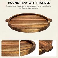 Plateau de service rond en bois d'acacia écologique de 8 pouces, plateau décoratif pour table basse ottomane, style campagnard