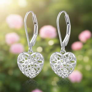 Orecchini pendenti a forma di cuore in argento tibetano per donna, gioielli romantici in lega, regalo, orecchini alla moda, colore oro bianco - Product Image 2