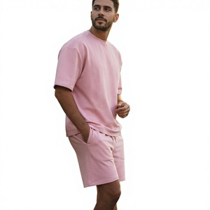 2026 Wholesale Summer Men's Casual Shorts <b>Set</b> Plain Color Solid 100% Cotton Jersey Quick Dry Knitted Customized Logo <b>Twin</b> <b>Set</b> - Product Image 1