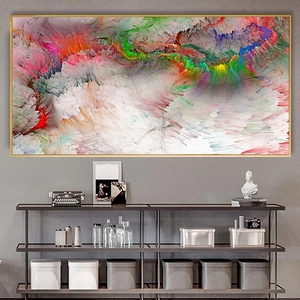 Trang Trí Nhà Cửa Phòng Khách Áp Phích Đám Mây Màu Vàng Xanh Xám Ánh Sáng Nhân Quyền Vải Bố Treo Tường In Trừu Tượng - Product Image 5