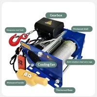 Petit treuil électrique, mini palan 1t, utilisation ATV/UTV, câble en acier 7 mm, hauteur de levage 30 m, télécommande sans fil, bleu, 220 V, style allemand