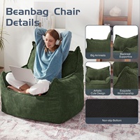 Fauteuil pouf géant pour adultes, fauteuils pouf en velours côtelé de grande taille pour adolescents avec accoudoirs, canapé pouf confortable pour adultes