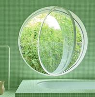 Venta caliente Diseño moderno Marco de aluminio de doble vidrio Círculo Ventanas Resistencia al impacto abierta A prueba de huracanes para persiana exterior