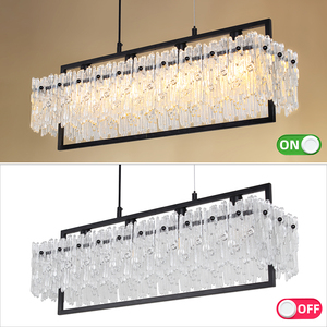 2026 Hot Modern Luxury Farmhouse Style Black Glass LED Chandelier Pendant Light For Home Living Room Indoor Villa - Product Image 4