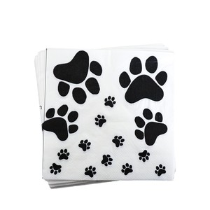 Ensemble de fournitures de fête sur le thème des pattes de chien noir, assiettes en papier jetables, gobelets, serviettes, kit de décorations de fête sur le thème des animaux - Product Image 5