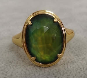 Anelli Luminosi che Cambiano Colore con Controllo della Temperatura, Anello dell'Umore Personalizzabile Sfaccettato Ovale per Donne, Gioielli in Argento Sterling 925 - Product Image 4