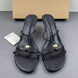 Sandali Chic con Cinturini, Mules con Tacco in Pelle PU Nera Metallizzata, <span class=keywords><strong>Eleganti</strong></span> Scarpe da Cerimonia con Punta Quadrata Aperta per Signore - Product Image 2