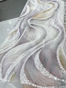 Bán Buôn Sang Trọng Ưa Thích Sexy Thân Thiện Với Môi <span class=keywords><strong>100</strong></span>% <span class=keywords><strong>Polyester</strong></span> Phi Pháp Tulle Ren Lưới Sequins Net Hạt Thêu Vải - Product Image 6