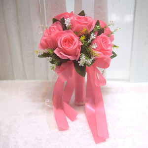 批发摆件花新娘丝绸白色婚礼花束仪式玫瑰花束 - Product Image 6