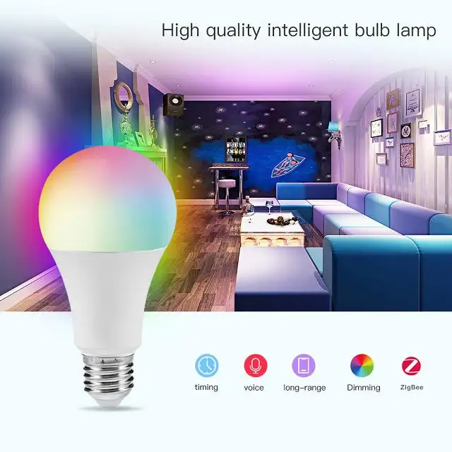 Lâmpada Inteligente E27 B22 RGB + 3CCT LED Lâmpada Inteligente Tuya APP
