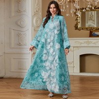 Robe longue d'été pour femme en polyester à imprimé floral, avec décalcomanie de perles, style malaisien, pour femmes musulmanes