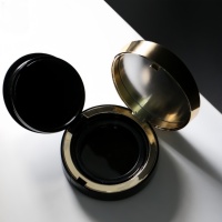 Yuecai Gold Cushion Compact Case Empty 15g Glossy Black Round Mirror Push Button BB CC Cream Foundation Container Custom Logo