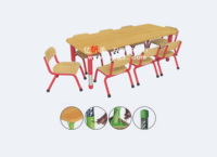 Meubles de garderie en bois au design moderne, table et chaises réglables pour l'école, la maternelle, ensemble de repas pour enfants