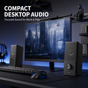 10W USB-A Type-C One Cable Wired Computer Speakers 2.0 Stereo Desktop PC Laptop Speakers with AUX Input and Volume Control - Product Image 6