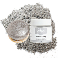 Poudre de lueur comestible de couleur gris argenté HALAL Kosher 10g sans E171, paillettes comestibles de qualité alimentaire pour la décoration de gâteaux et de boissons