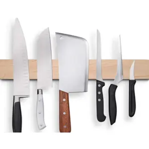 Porte-couteaux magnétique de cuisine 16 pouces érable chêne bois massif porte-couteaux magnétique support pour mur avec aimant extra fort