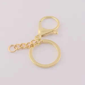 Gold Metal Lobster Clasp With Flat Split Key Ring Keychain For Gifts Key Chain