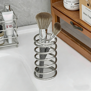 Panier de rangement en acier inoxydable <span class=keywords><strong>à</strong></span> double couche pour salle de bain, support de drainage pour <span class=keywords><strong>toilettes</strong></span>, porte-pinceaux de maquillage et porte-brosses <span class=keywords><strong>à</strong></span> dents - Product Image 4
