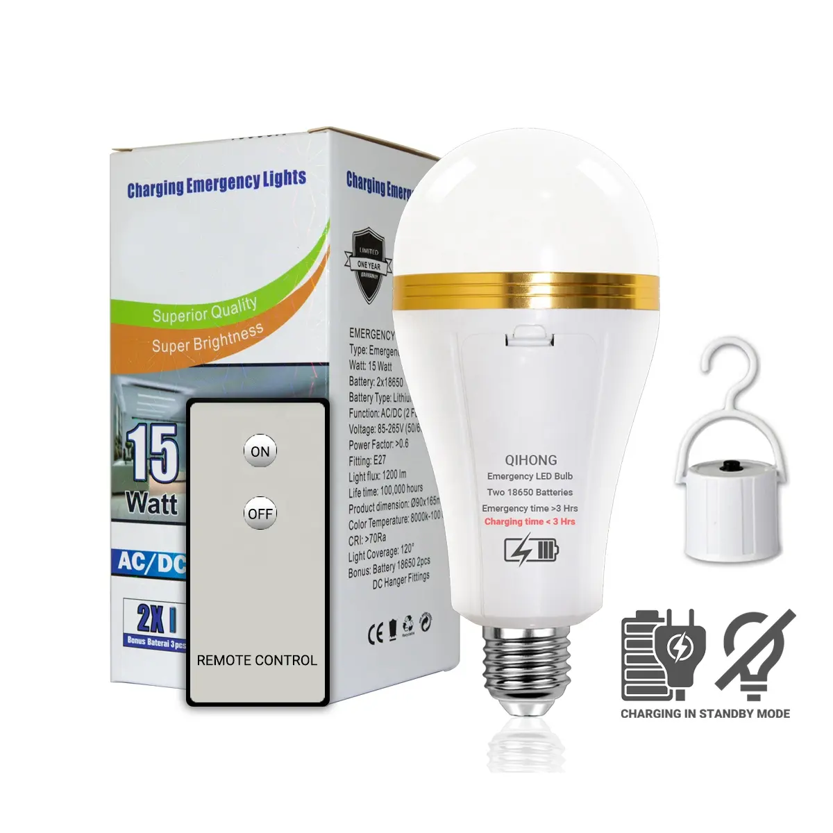 Keehome New Remote Control Rechargeable Emergency LED Light Bulb with Battery Operated