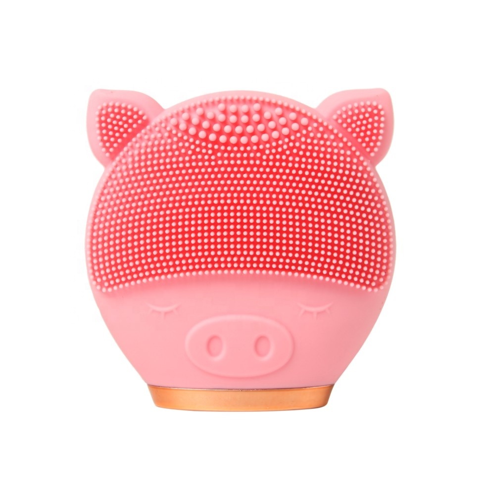 Eléctrico recargable sonic de silicona cepillo de limpieza facial de dibujos lindo diseño de cepillo de limpieza facial