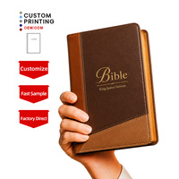 Service d'impression personnalisé en gros, usine OEM, Bible en cuir PU avec dorure à chaud, édition familiale, cadeau religieux, fournitures d'église en vrac