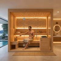 Sauna à vapeur professionnel 4-5 personnes, traditionnel, en bois de pruche, avec poêle finlandais et chauffage à pierres, pour usage domestique (sauna sec et vapeur)
