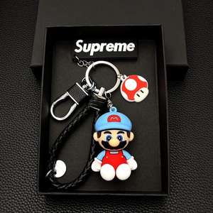 Dessin animé mignon <span class=keywords><strong>Mario</strong></span> Super Mary Silicone <span class=keywords><strong>cartable</strong></span> porte-clés personnalité créative voiture pendentif pour hommes et femmes - Product Image 2