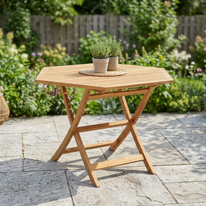 Mesa de Comedor Hexagonal Plegable Moderna de Madera Maciza, Muebles de Patio para Exteriores, Diseño Minimalista, Impermeable, Ecológico y Duradero - Product Image 2