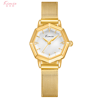 Nouvelle arrivée Montre à quartz pour femme, mouvement japonais, bracelet en acier inoxydable et cuir, cadran en verre, résistante à l'eau 3BAR