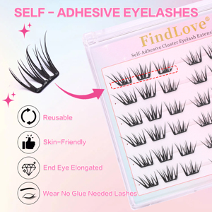 Fabrika fiyat toptan kendinden yapışkanlı no-tutkal DIYlashes KoreanStyle popüler tutkal ücretsiz Lashes büyütülmüş çift göz gerekir - Product Image 2