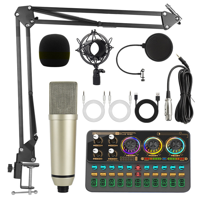 Professional Condenser Microphone USB-A/XLR/Type-C Wired Handheld Desktop Noise-Canceling Lightweight Portable RGB Lighting LED