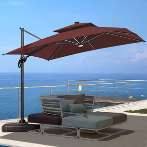 Sombrillas de Patio Cantilever OEM ODM con Tela Teñida en Hilo de 260G, Doble Toldo e Iluminación LED para Jardín - Product Image 3