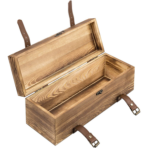 Vintage Brown Leatherette Dây Đeo Gỗ Đơn Chai Rượu Vang Hộp Quà Tặng - Product Image 2