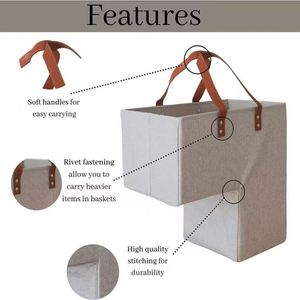 Strong & Durable <b>Foldable</b> Staircase Handles with Anti-Slip Grip Carpeted & Wooden Stairs Storage <b>Baskets</b> - Product Image 5