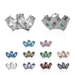 Joyería Corporal Giometal al por Mayor, Titanio ASTM F136, Terminales de Labret con Rosca y Circonita Cúbica en Forma de Marquesa, Piercing para Tragus, Cartílago y Concha - Product Image 1