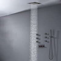 Système de douche mural avec pomme de douche pluie, 4 modes, robinet de douche noir