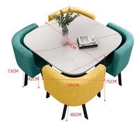 Ensemble de table à manger carrée moderne, gain de place, style sud-américain, chaise en métal carbone pour la maison, la chambre à coucher, le salon ou le restaurant