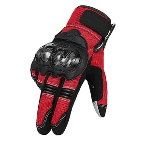 Breathable Fabric Carbon Fiber Protective Leather Anti Collision Design Touch Screen Motorcycle Riding Gloves