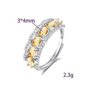 Bagues demi-éternité ajustables en argent sterling 925 avec pierres naturelles ovales 3*4mm, bijoux en pierres précieuses colorées, vente en gros - Product Image 6