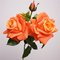 Haute Qualité Rose Clair Lyon Rose Fleurs Artificielles Style Country Américain Real Touch Hydratant pour La Maison Saint Valentin