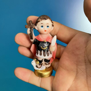 Figura de Resina de San Antonio Arcángel, Serie de Figuras de Santos de Dibujos Animados, Adorno Católico, Regalo de Bautismo, Decoración Cristiana - Product Image 3