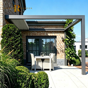 Pergola à lames orientables rétractables en aluminium contemporaine, imperméable, pour cuisine <span class=keywords><strong>extérieure</strong></span>, bar, jardin, mirador - Product Image 1